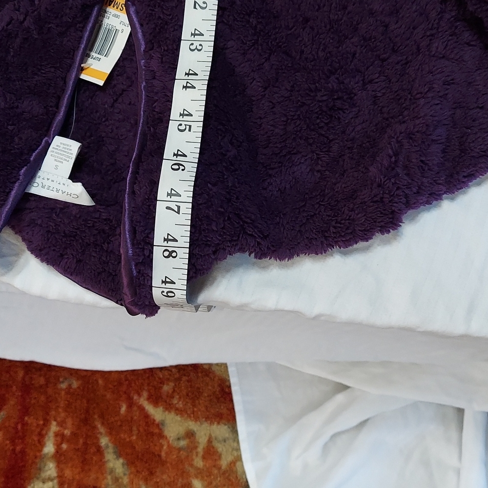 NWT Plush Robe Cozy Ladies Charter Club Zip Up Deep Purple Small Super Soft - Picture 10 of 10